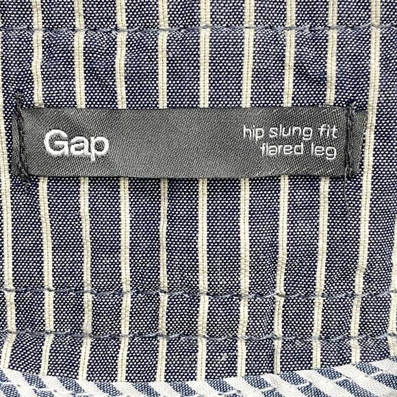 Gap Stripe Pants Womens Size 12 Gray Hip Slung Fit Flared Leg Slash Pockets - Picture 5 of 12